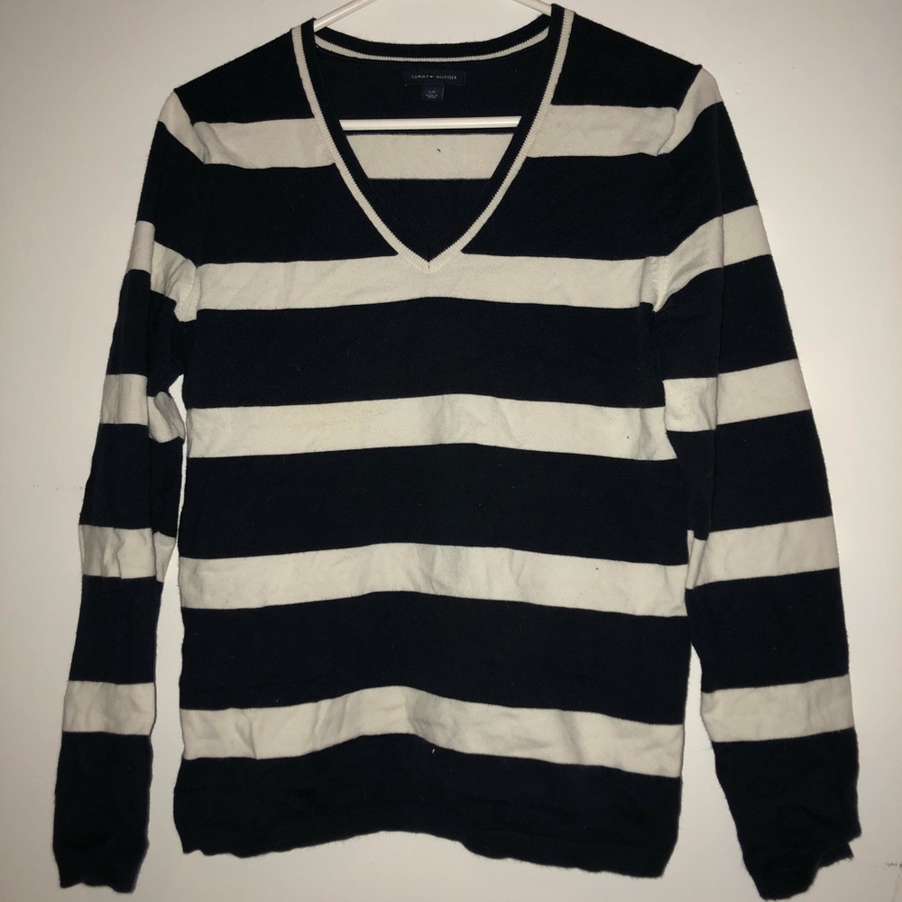 Blue and white sweater